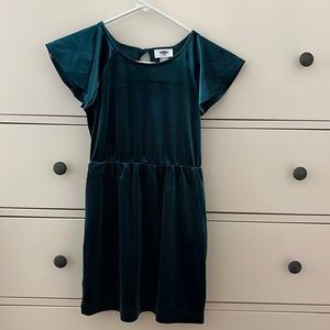Girls Size S Green Velvet Dress